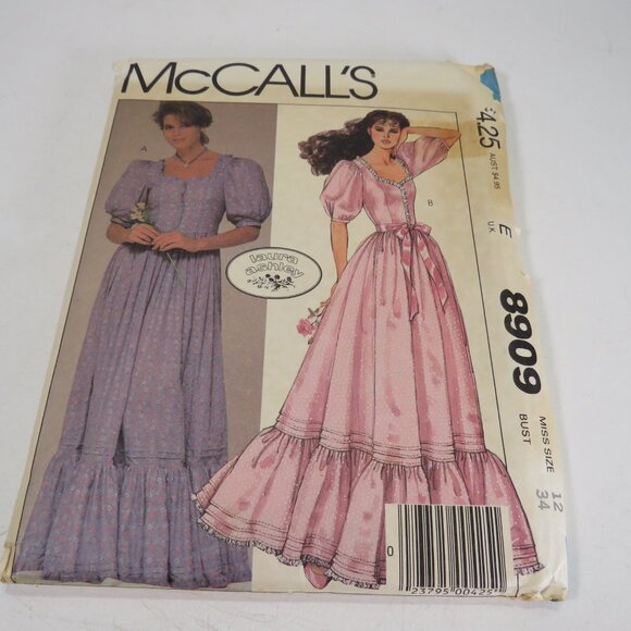 McCalls 8909 Laura Ashley 1984 Clothing Pattern Dress UNCUT full skirt - Picture 1 of 8